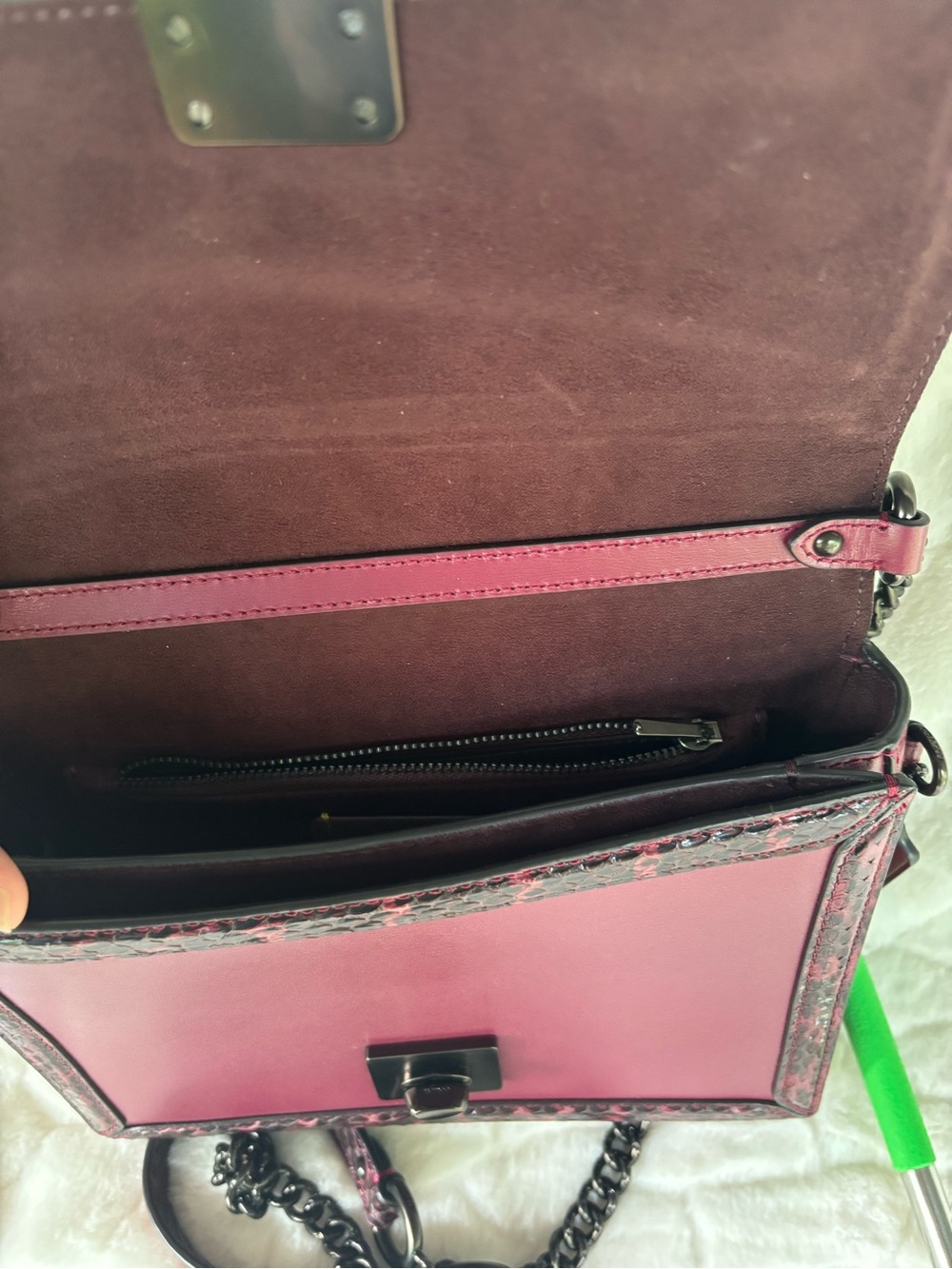 Coach Hutton Shoulder Bag With Snakeskin Detail - Picture 12 of 16